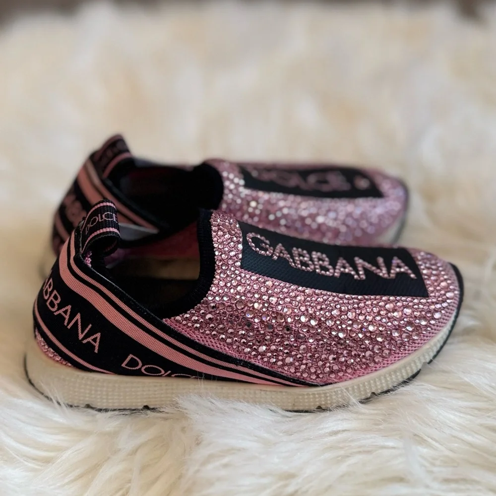 Dolce & Gabbana Kids Pink rhinestone sneakers